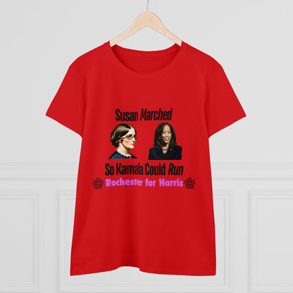 Susan Marched So Kamala Could Run Rochester for Harris - Women's T-Shirt