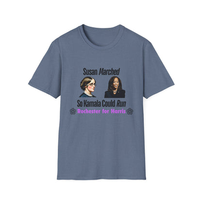 Susan Marched So Kamala Could Run Rochester for Harris - Unisex T-Shirt