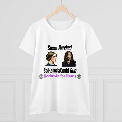 Susan Marched So Kamala Could Run Rochester for Harris - Women's T-Shirt