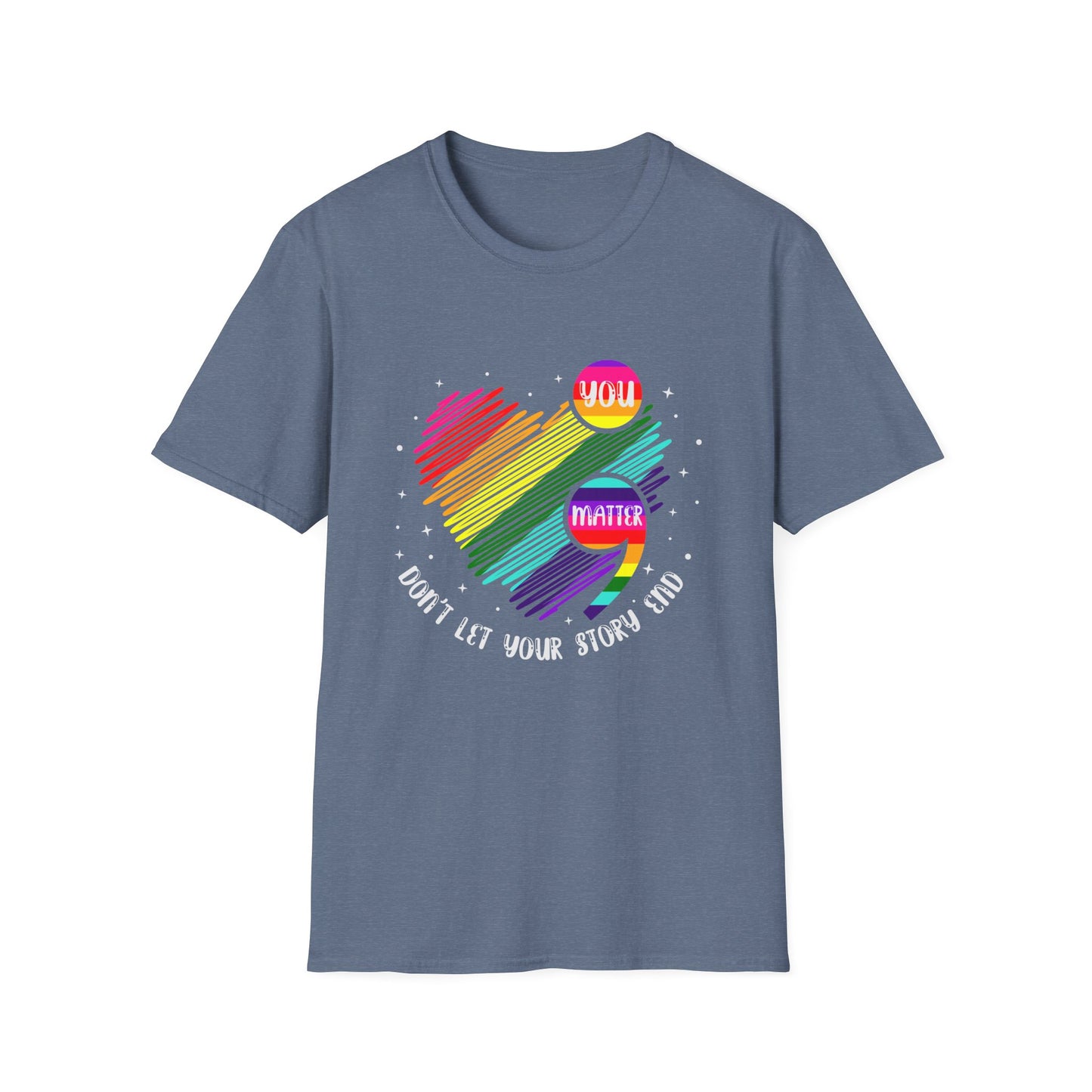 Suicide Awareness Rainbow Heart Semicolon T-shirt