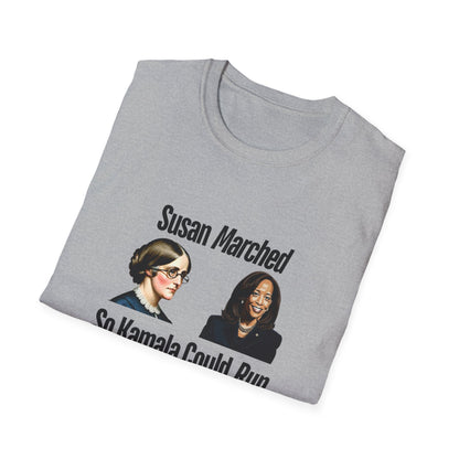 Susan Marched So Kamala Could Run Rochester for Harris - Unisex T-Shirt