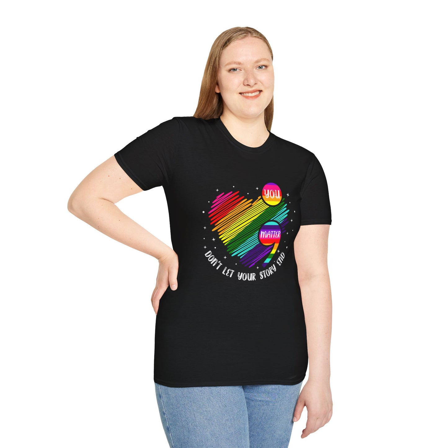 Suicide Awareness Rainbow Heart Semicolon T-shirt