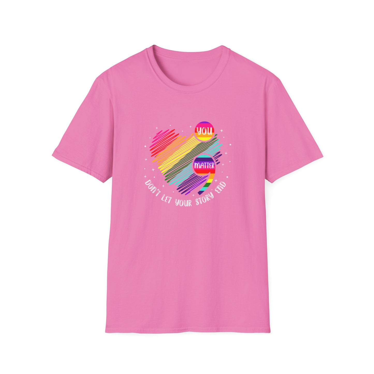 Suicide Awareness Rainbow Heart Semicolon T-shirt