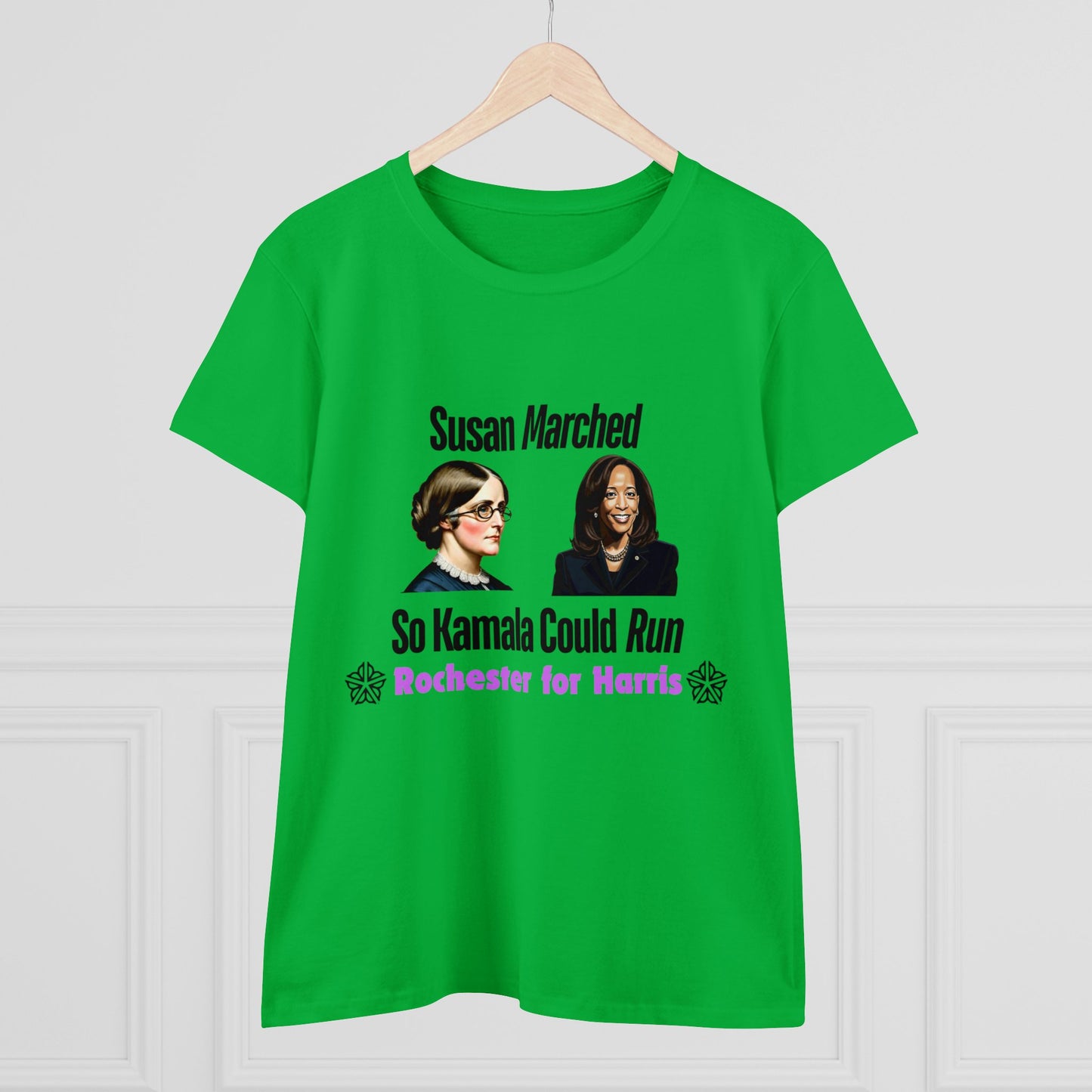 Susan Marched So Kamala Could Run Rochester for Harris - Women's T-Shirt