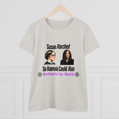 Susan Marched So Kamala Could Run Rochester for Harris - Women's T-Shirt