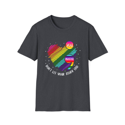 Suicide Awareness Rainbow Heart Semicolon T-shirt