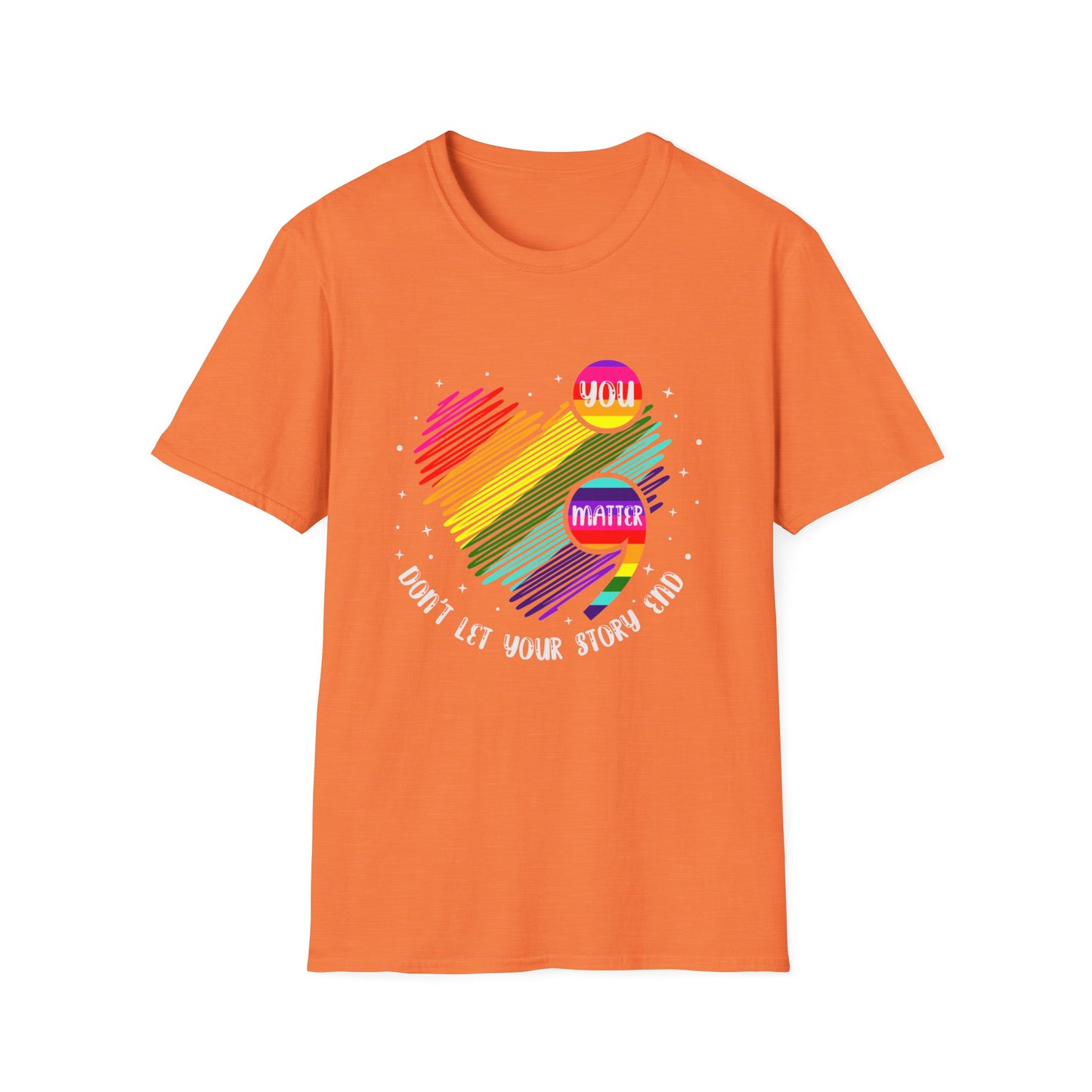 Suicide Awareness Rainbow Heart Semicolon T-shirt