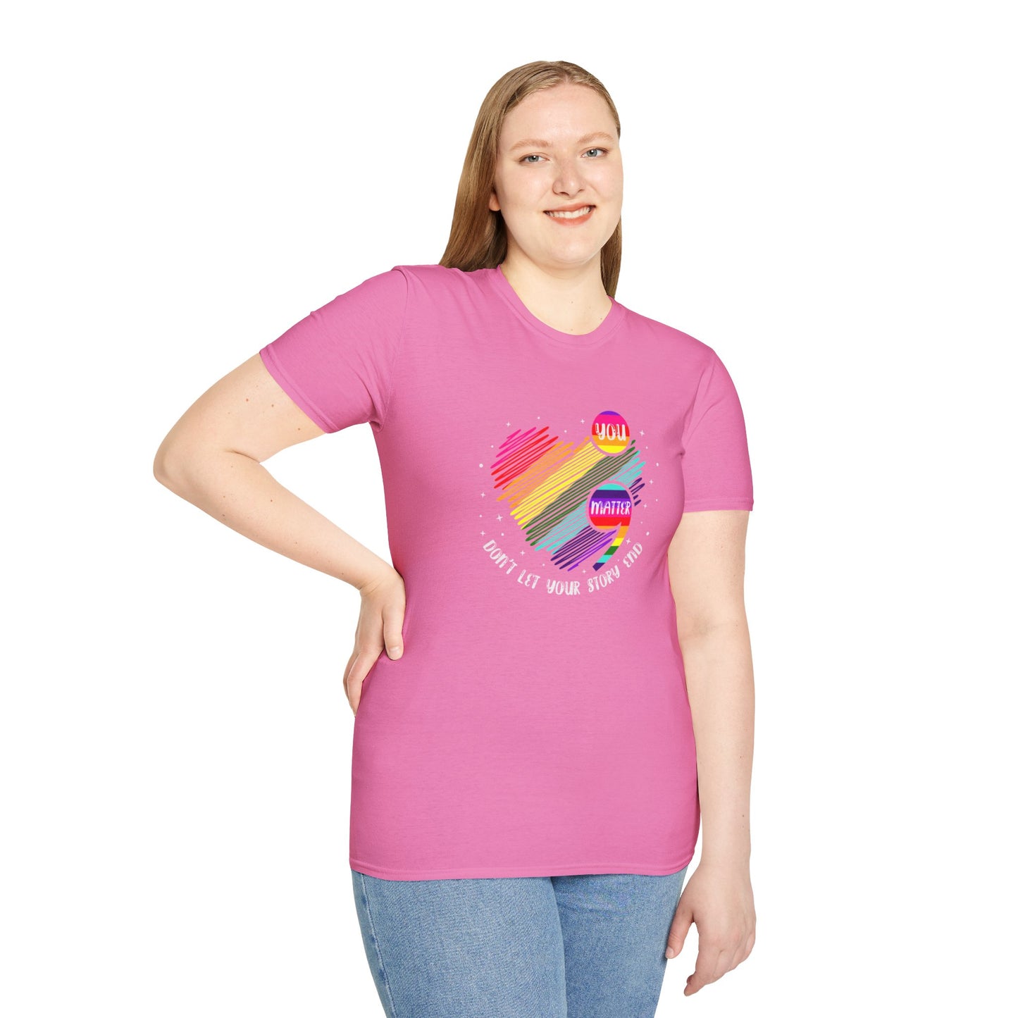 Suicide Awareness Rainbow Heart Semicolon T-shirt