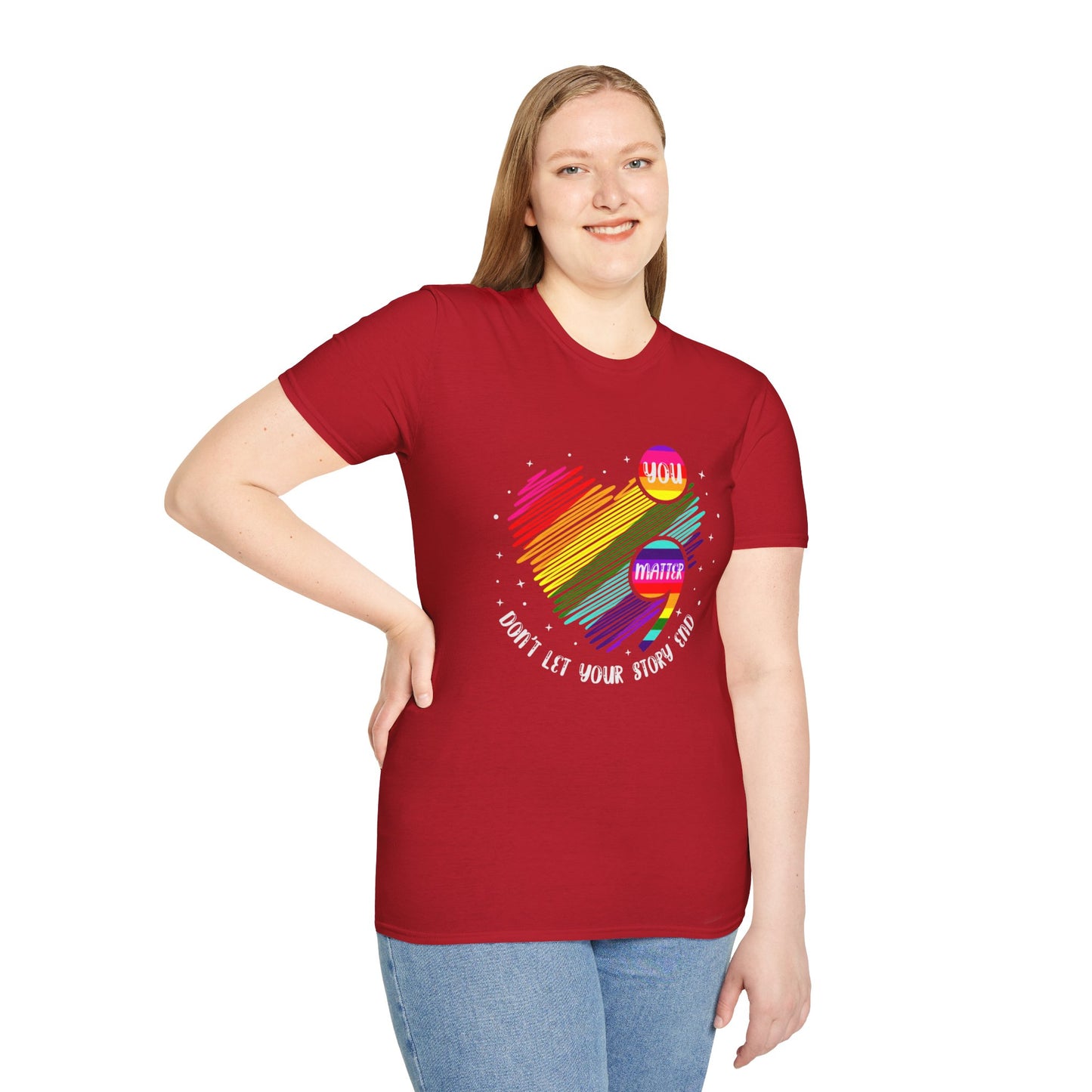 Suicide Awareness Rainbow Heart Semicolon T-shirt