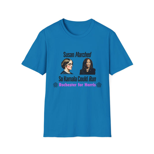 Susan Marched So Kamala Could Run Rochester for Harris - Unisex T-Shirt