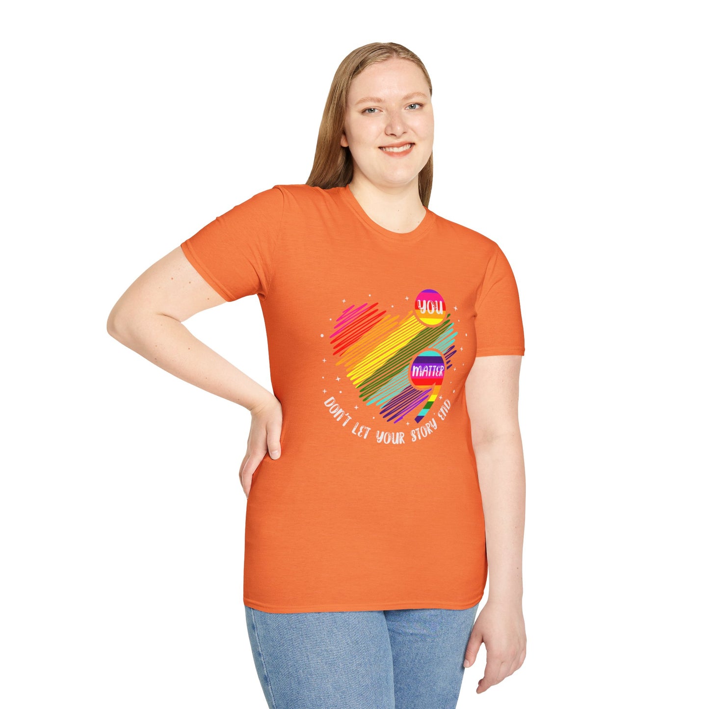 Suicide Awareness Rainbow Heart Semicolon T-shirt