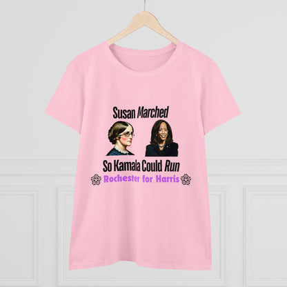 Susan Marched So Kamala Could Run Rochester for Harris - Women's T-Shirt