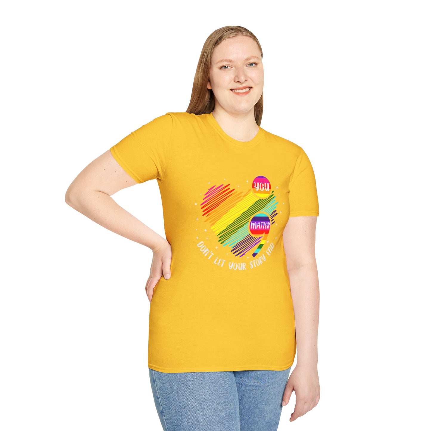 Suicide Awareness Rainbow Heart Semicolon T-shirt