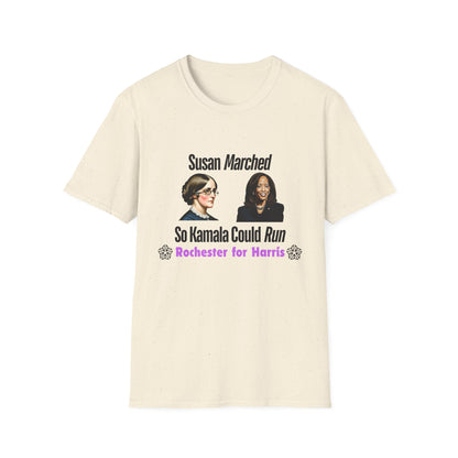 Susan Marched So Kamala Could Run Rochester for Harris - Unisex T-Shirt