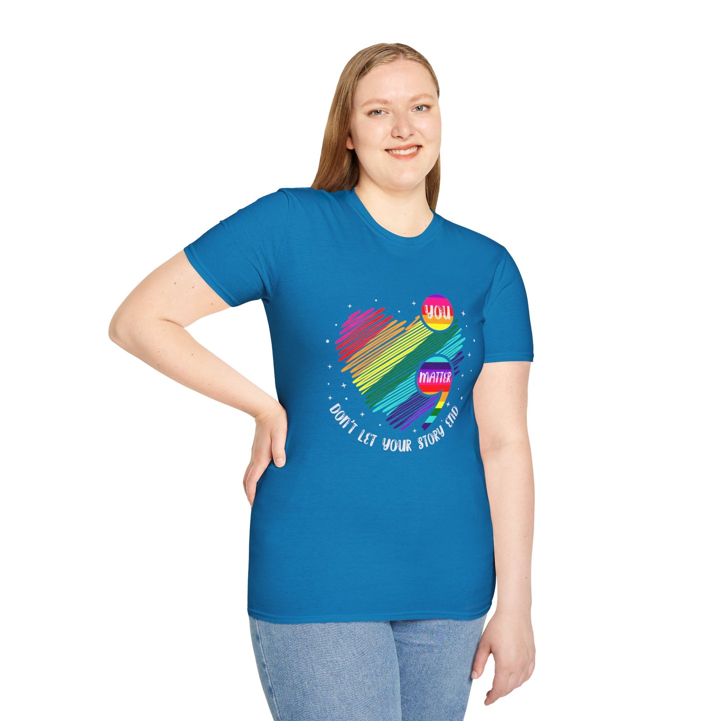 Suicide Awareness Rainbow Heart Semicolon T-shirt