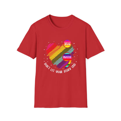 Suicide Awareness Rainbow Heart Semicolon T-shirt