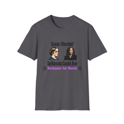 Susan Marched So Kamala Could Run Rochester for Harris - Unisex T-Shirt