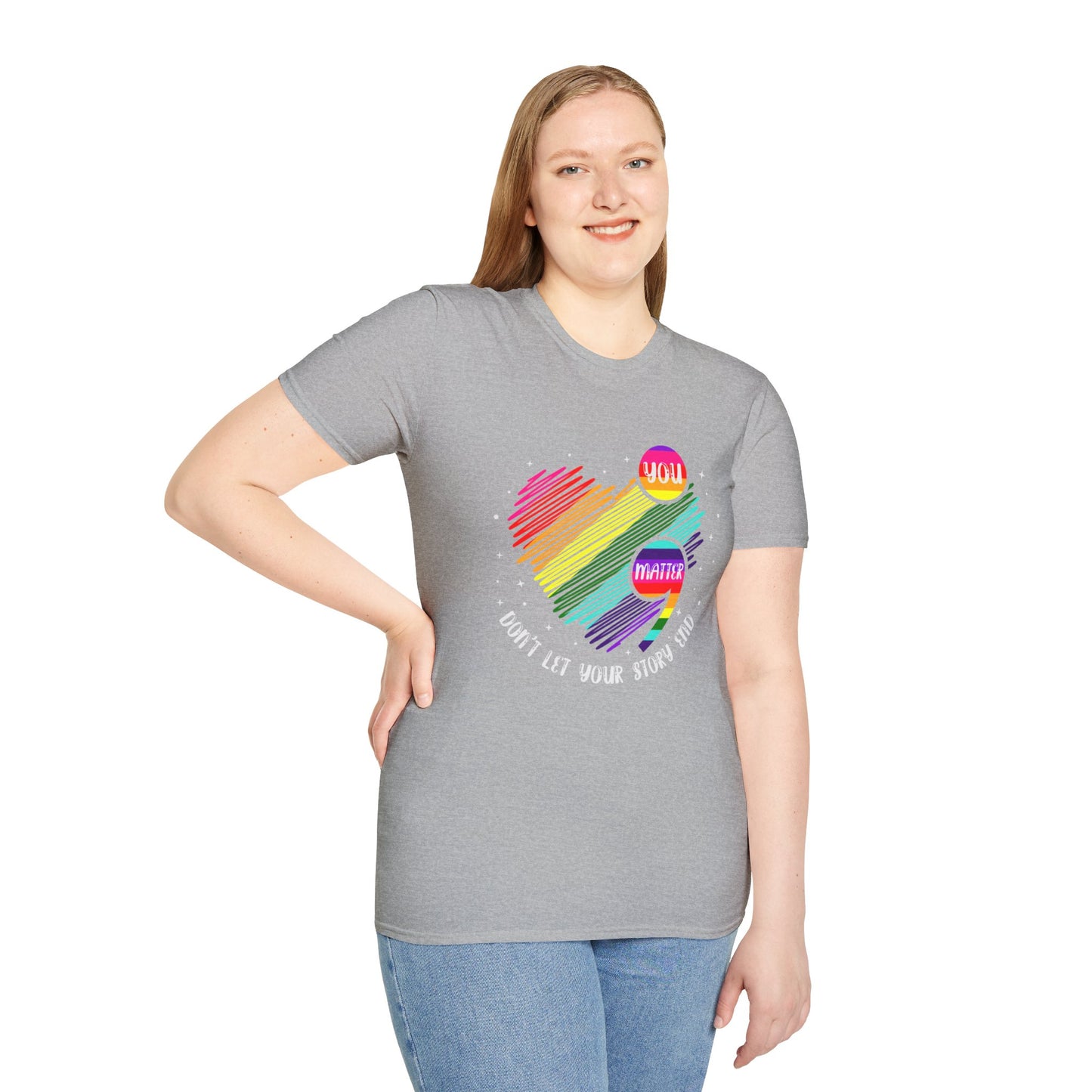 Suicide Awareness Rainbow Heart Semicolon T-shirt