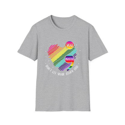 Suicide Awareness Rainbow Heart Semicolon T-shirt