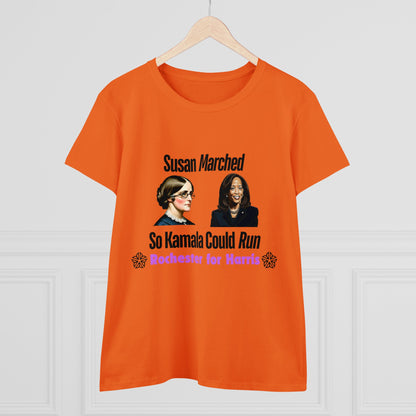 Susan Marched So Kamala Could Run Rochester for Harris - Women's T-Shirt